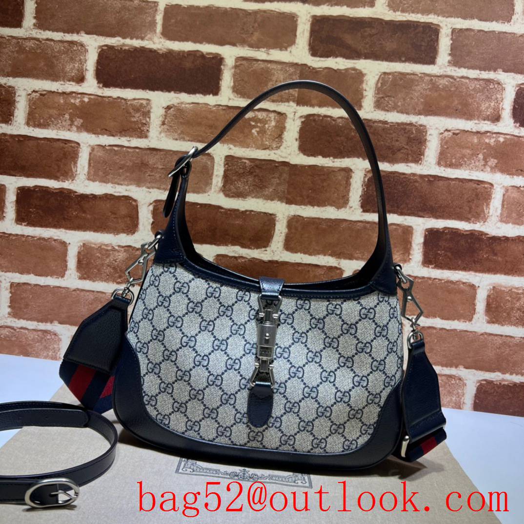 Gucci Jackie 1961 Small GG Shoulder navy blue handbag bag