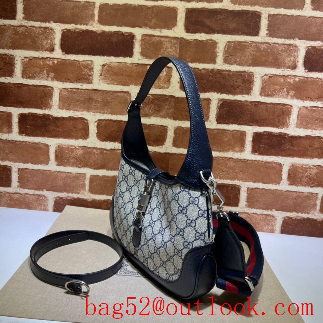 Gucci Jackie 1961 Small GG Shoulder navy blue handbag bag