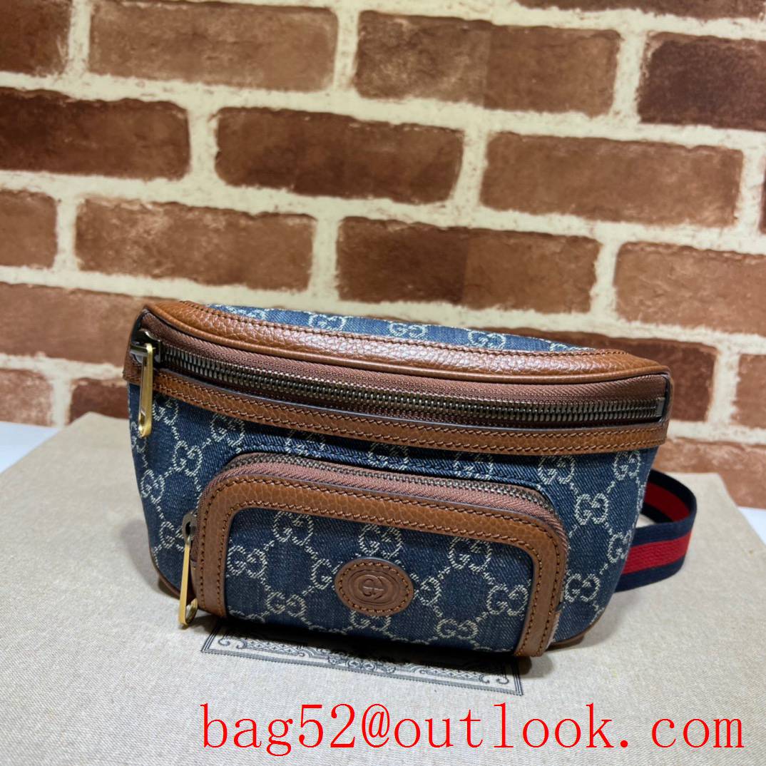 Gucci brown with blue denim shoulder crossbody GG retro waist handbag bag