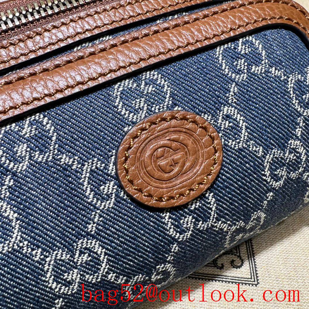 Gucci brown with blue denim shoulder crossbody GG retro waist handbag bag