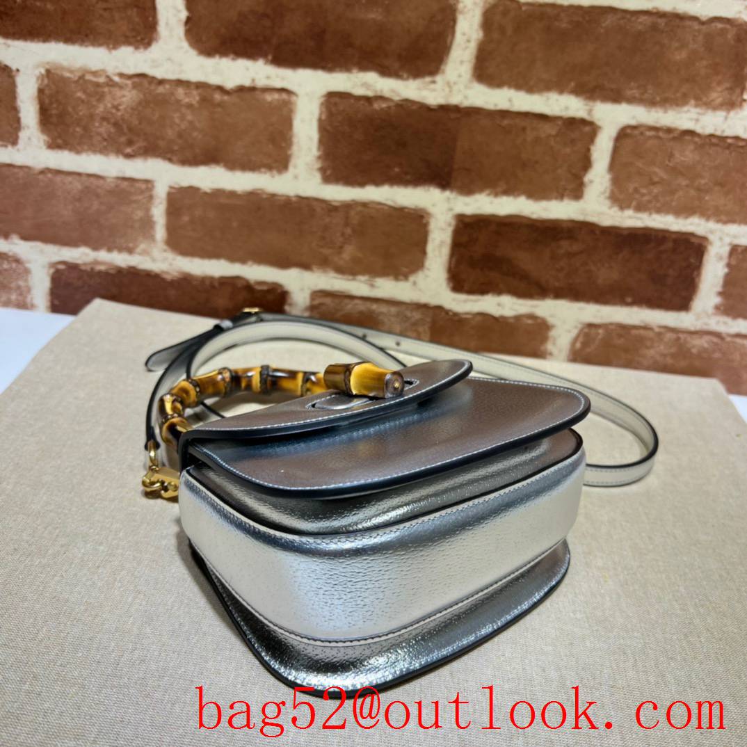 Gucci sliver Bamboo Mini Tote handbag bag