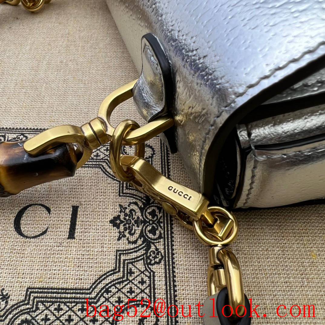 Gucci sliver Bamboo Mini Tote handbag bag
