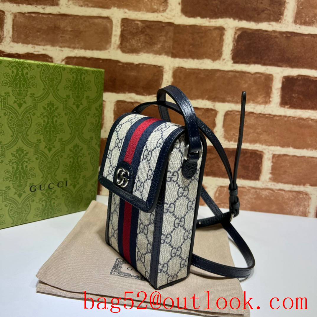 Gucci vertical navy blue with stripes shoulder double G handbag bag