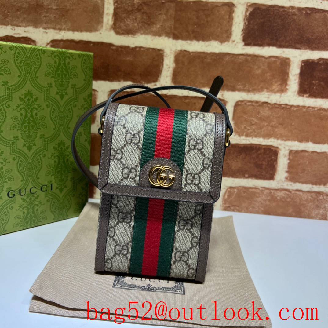 Gucci vertical coffee with stripes shoulder double G handbag bag