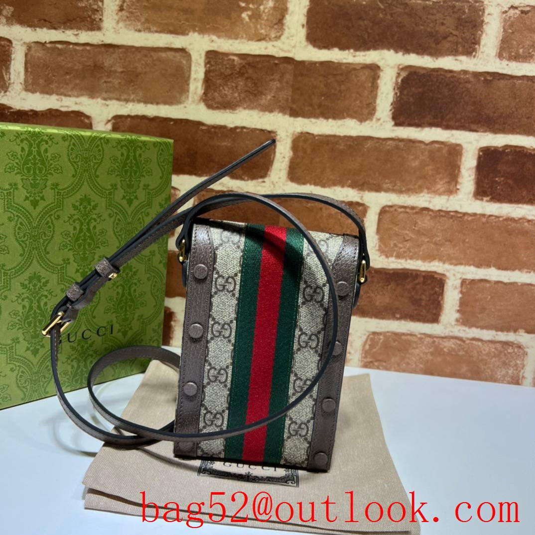 Gucci vertical coffee with stripes shoulder double G handbag bag