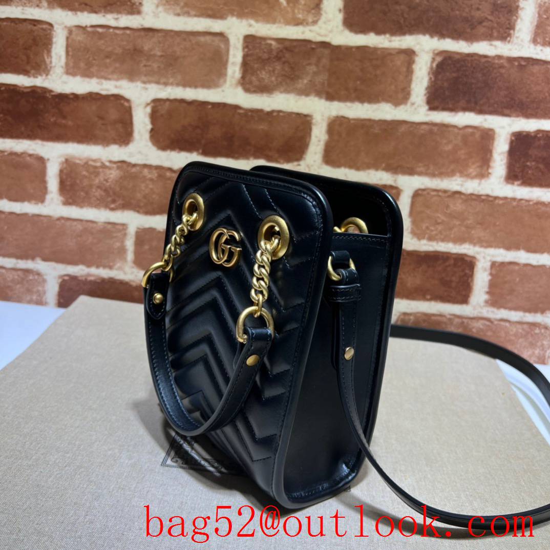 Gucci GG Marmont quilted mini black gold chain handbag bag