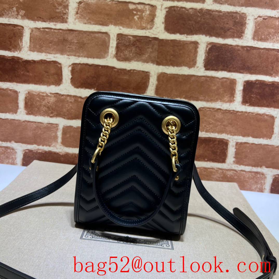 Gucci GG Marmont quilted mini black gold chain handbag bag