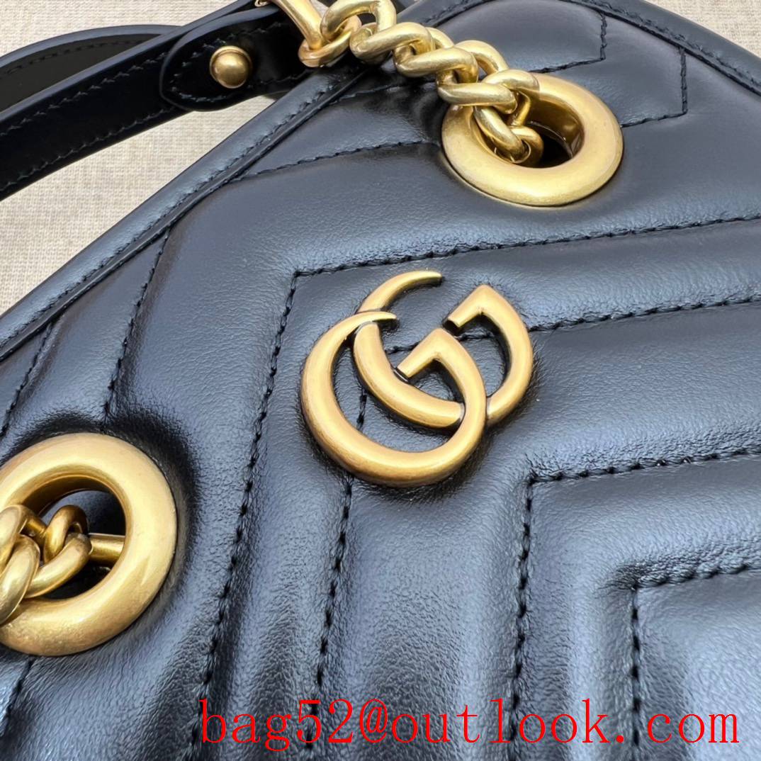 Gucci GG Marmont quilted mini black gold chain handbag bag