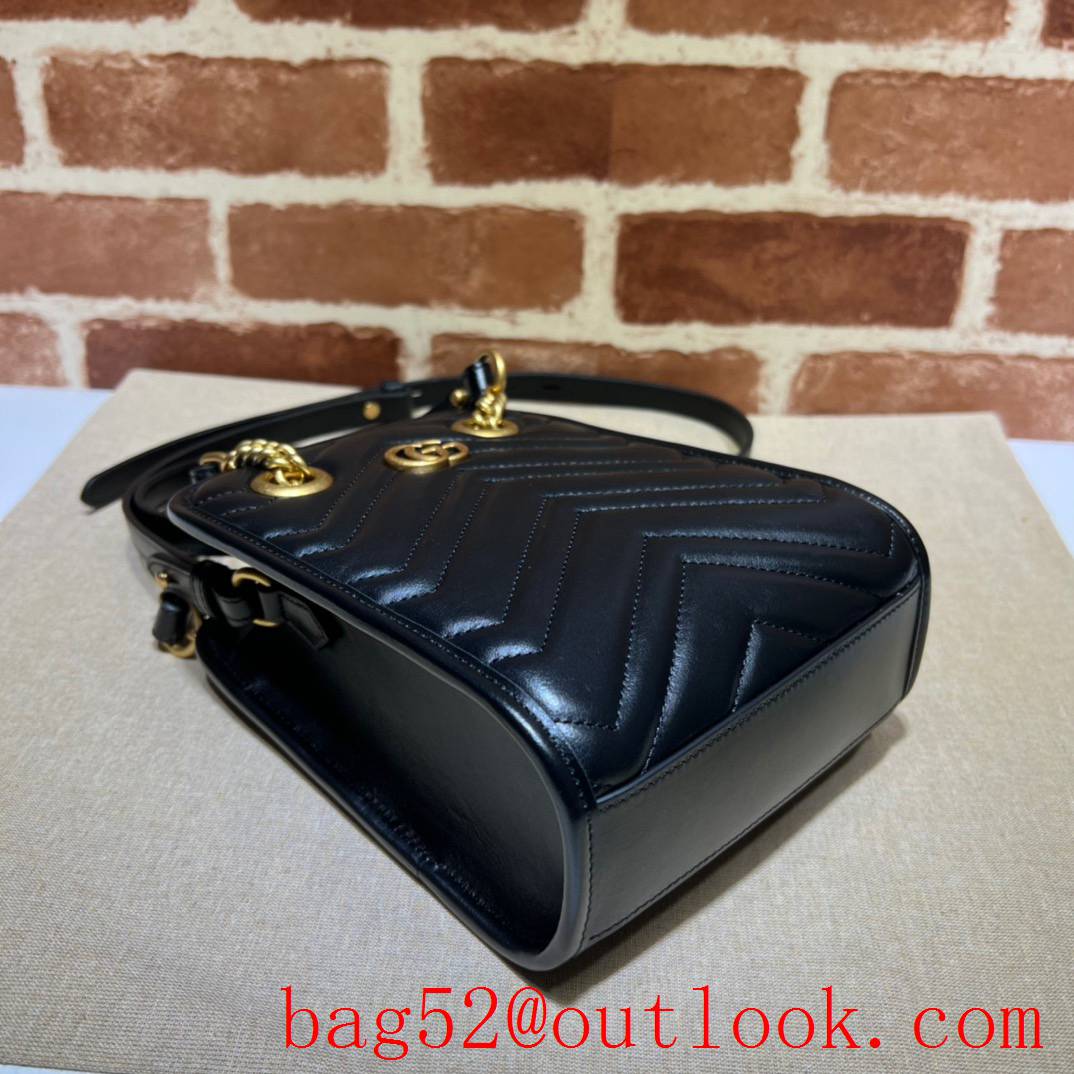 Gucci GG Marmont quilted mini black gold chain handbag bag