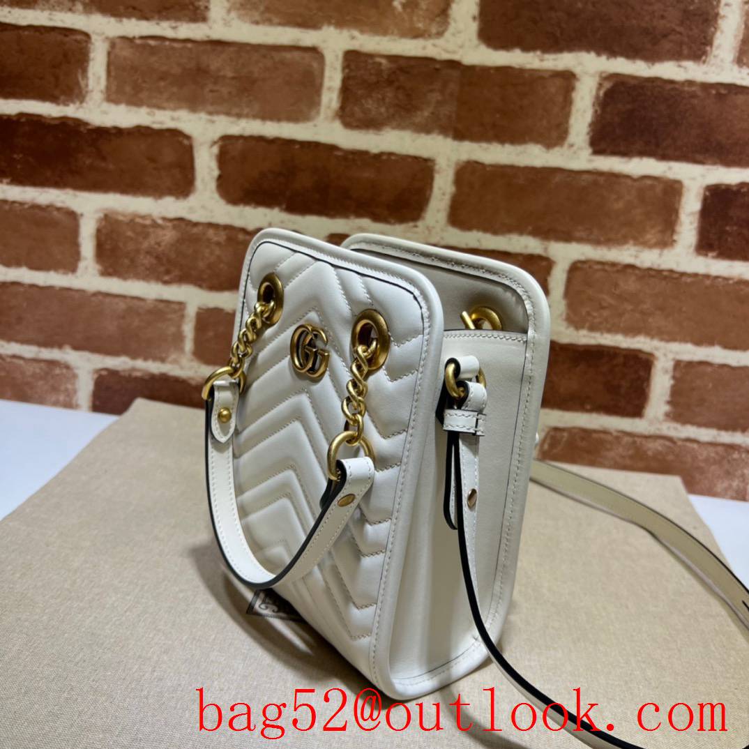 Gucci GG Marmont quilted mini white gold chain handbag bag