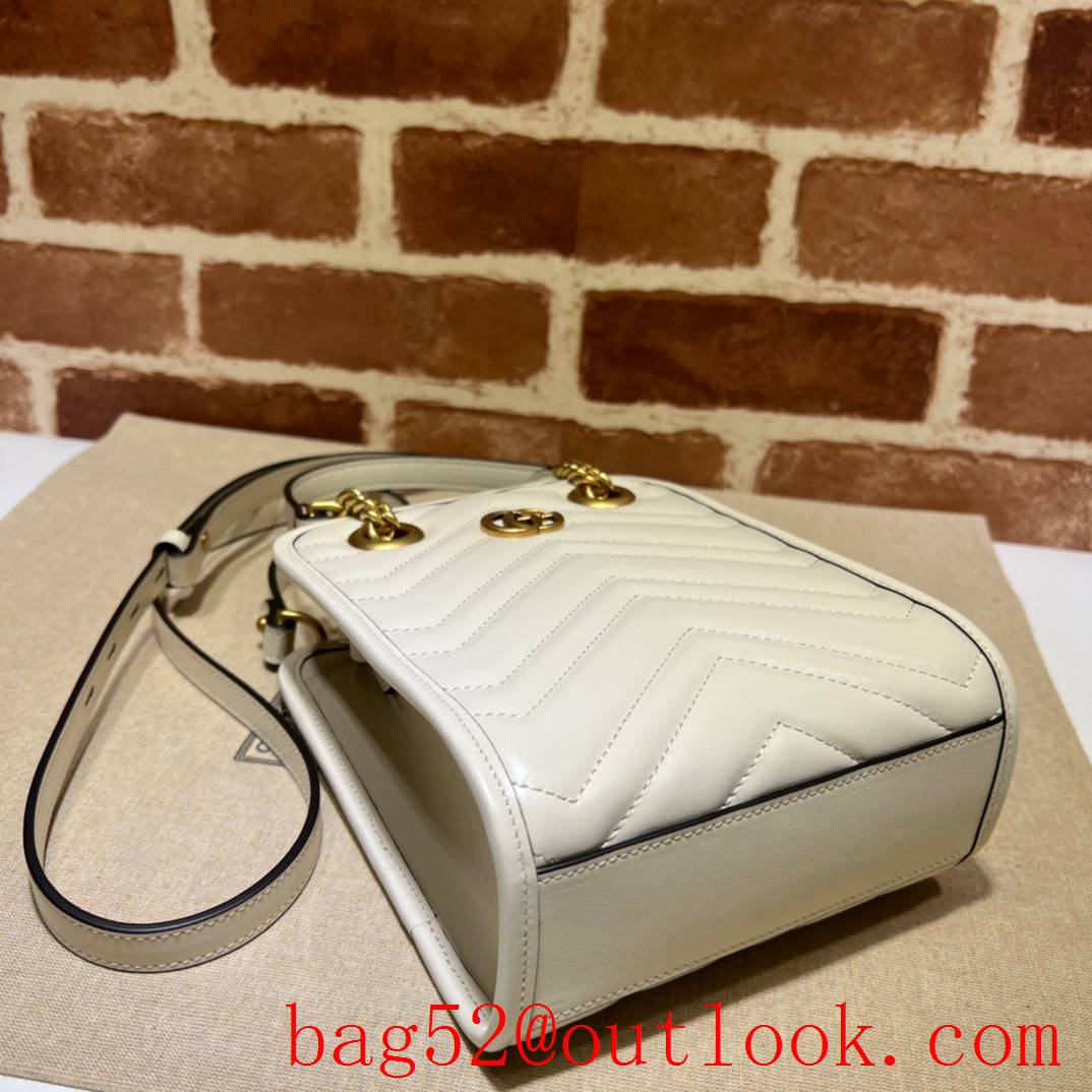 Gucci GG Marmont quilted mini white gold chain handbag bag