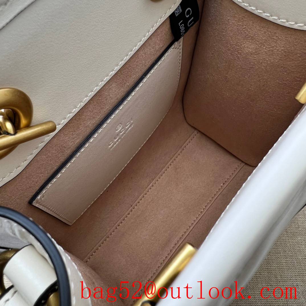 Gucci GG Marmont quilted mini white gold chain handbag bag