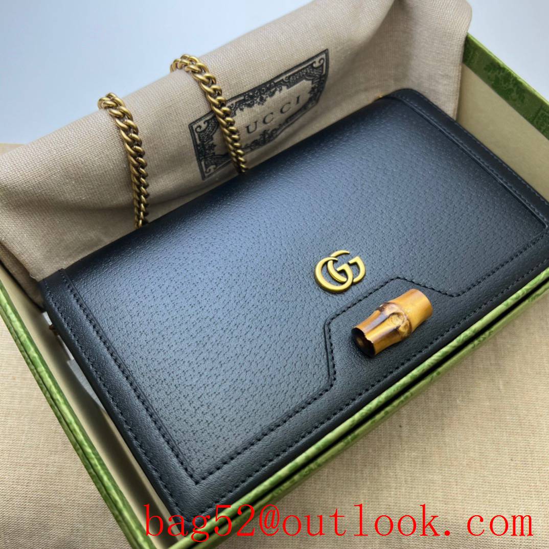 Gucci black Diana Bamboo Mini Chain handbag bag