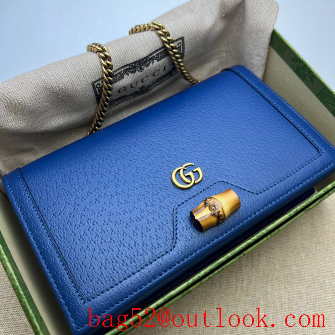 Gucci blue Diana Bamboo Mini Chain handbag bag