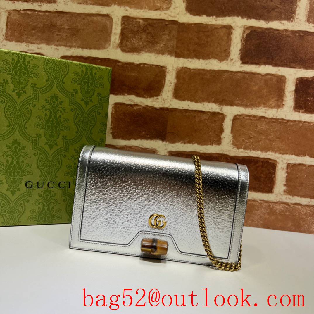 Gucci sliver Diana Bamboo Mini Chain handbag bag
