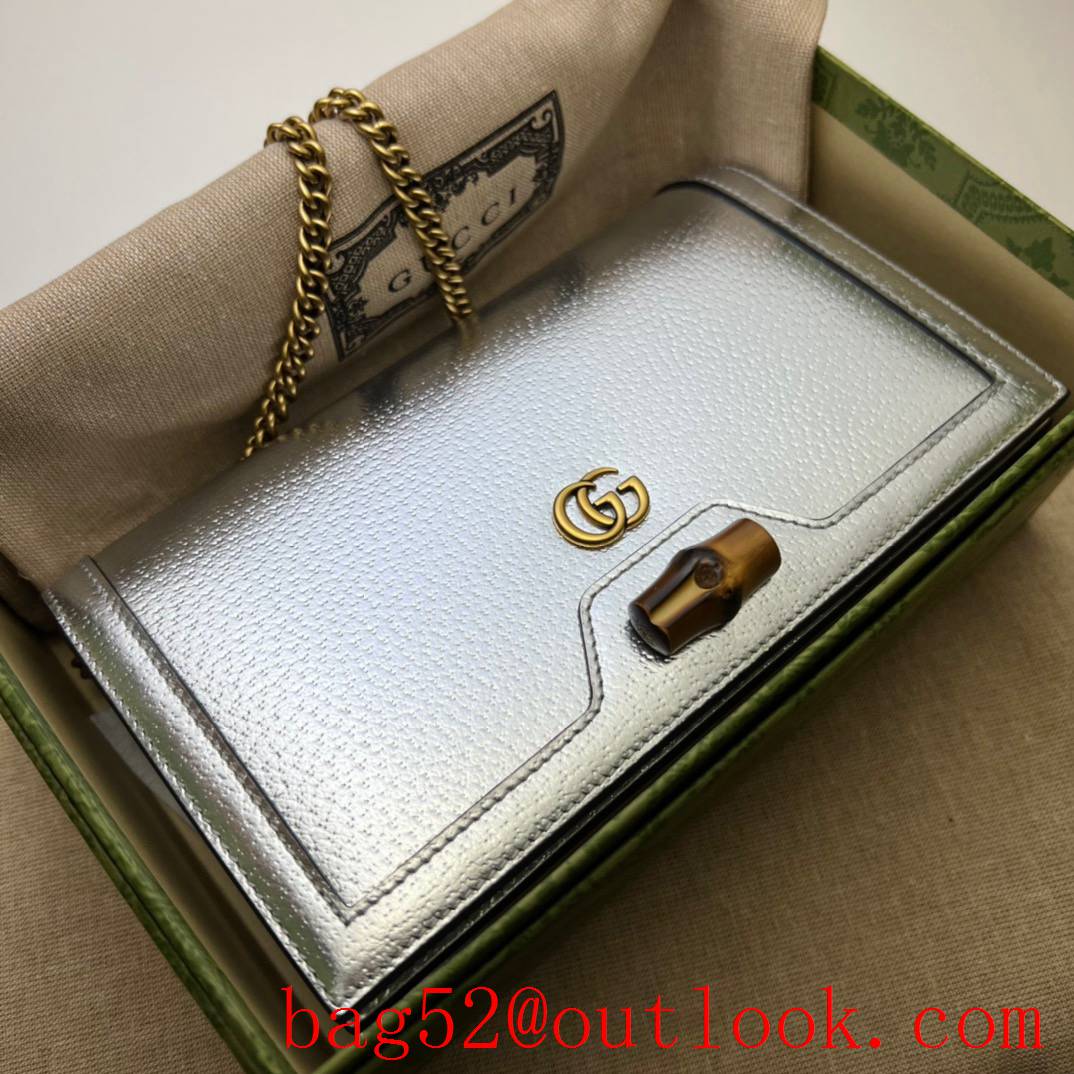 Gucci sliver Diana Bamboo Mini Chain handbag bag