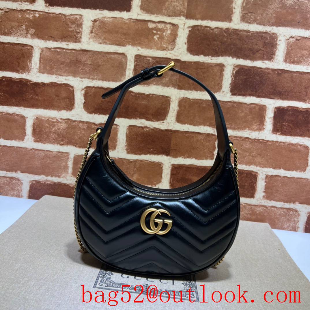 Gucci black color GG Marmont half-moon mini handbag bag
