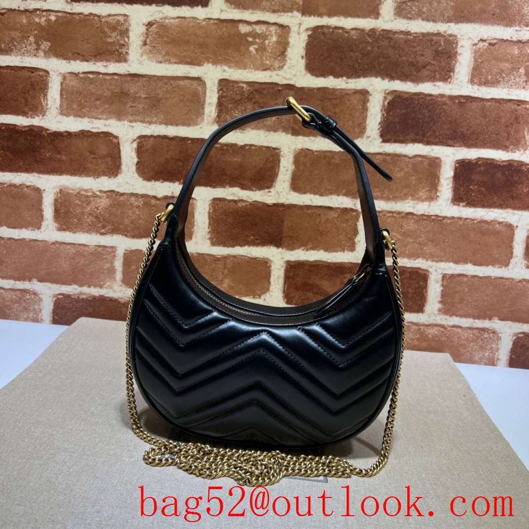 Gucci black color GG Marmont half-moon mini handbag bag