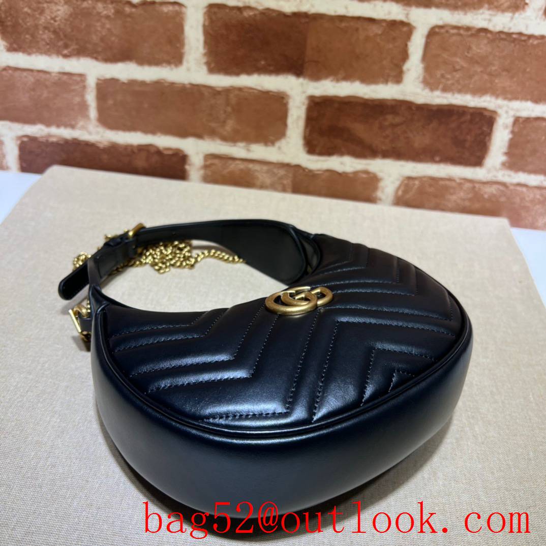 Gucci black color GG Marmont half-moon mini handbag bag