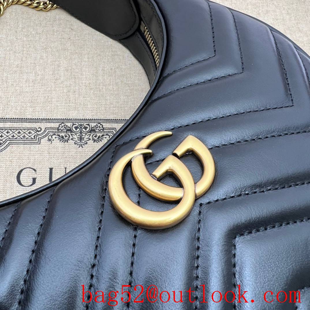 Gucci black color GG Marmont half-moon mini handbag bag