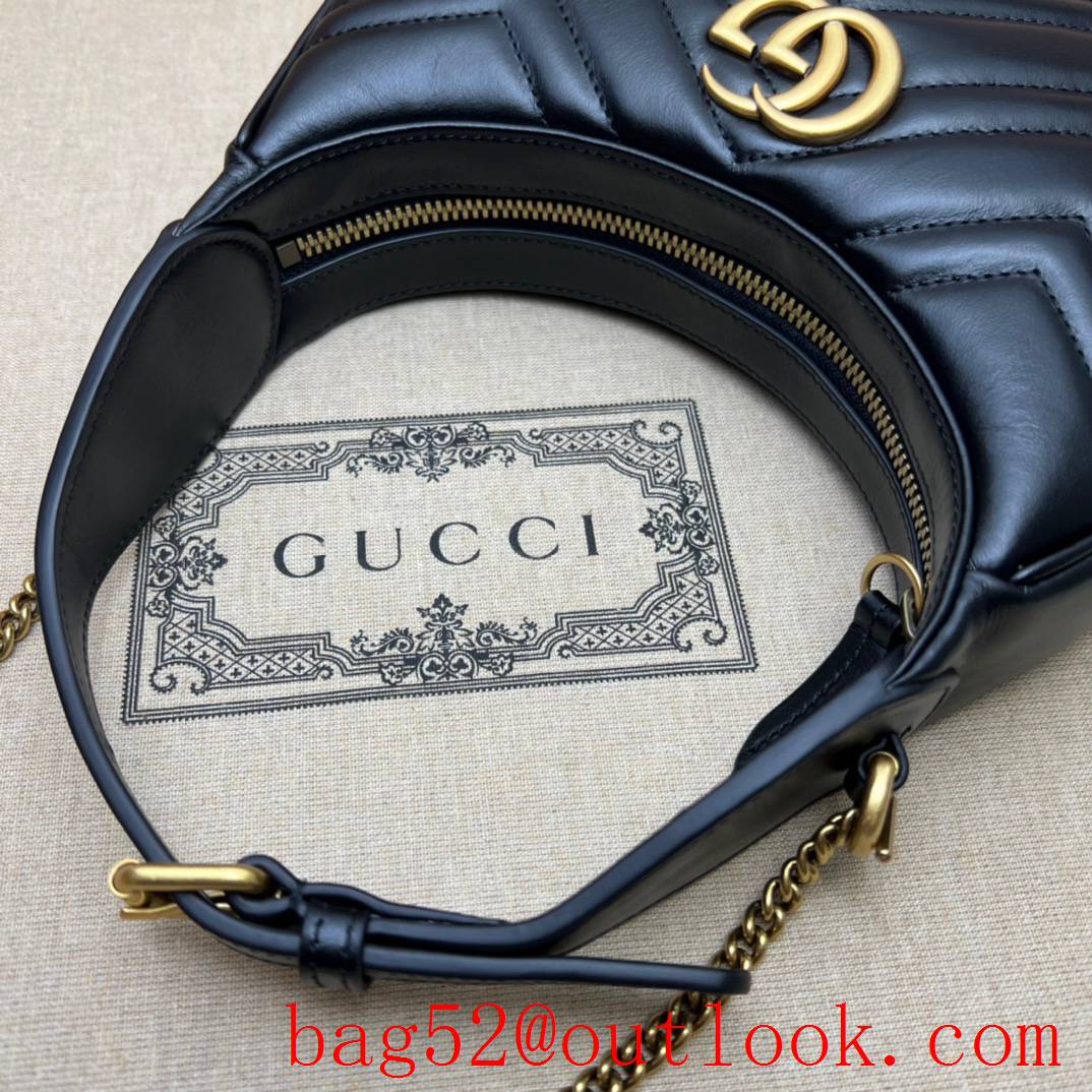 Gucci black color GG Marmont half-moon mini handbag bag