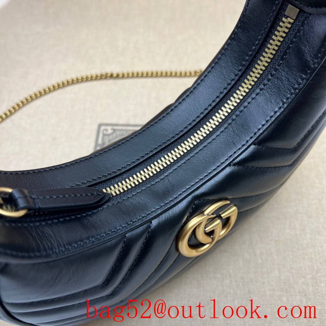 Gucci black color GG Marmont half-moon mini handbag bag