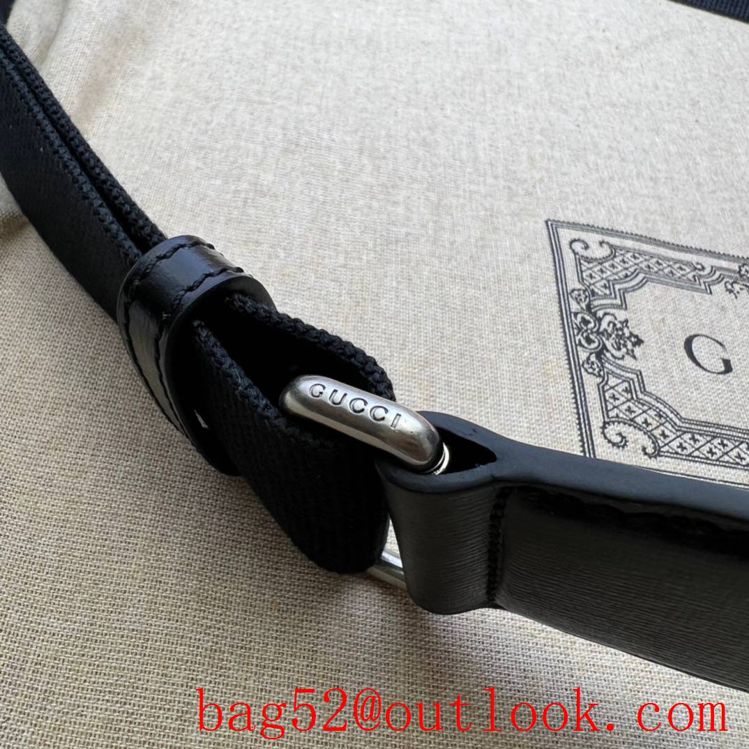 Gucci black men shoulder denim fabric handbag bag