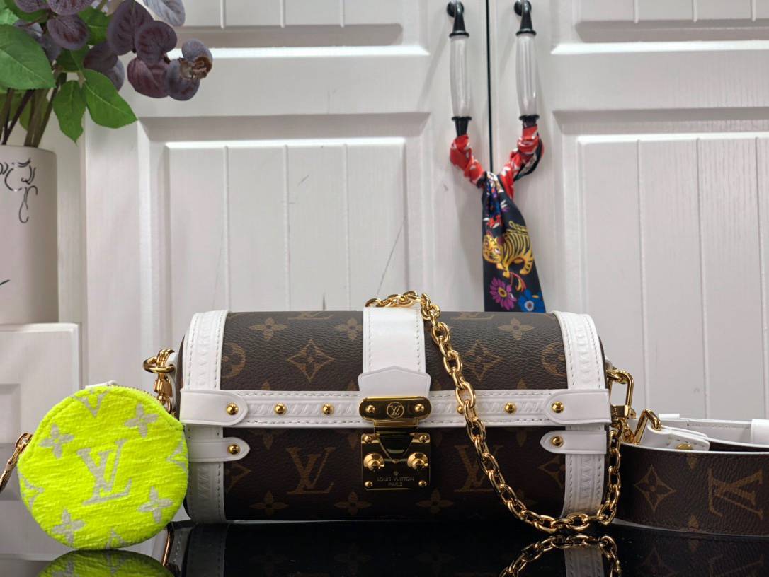 Louis Vuitton LV Match Monogram Canvas Papillon Trunk Bag Handbag M81485 White