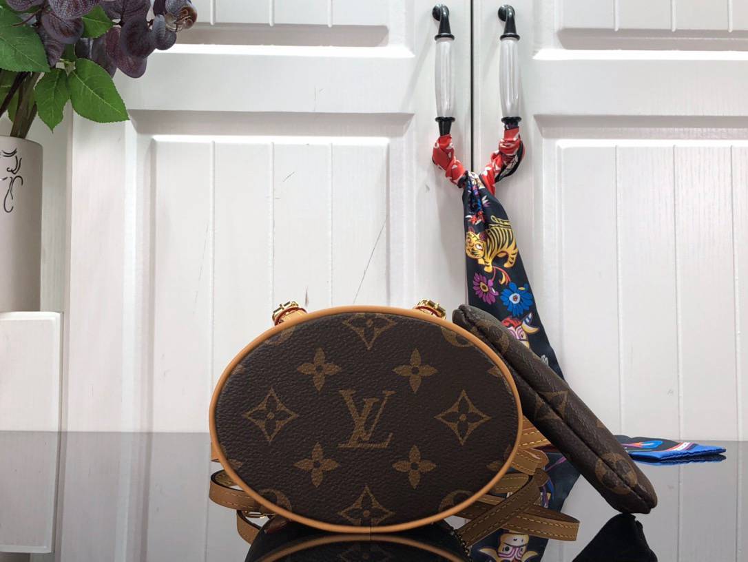 Louis Vuitton LV Match Monogram Canvas Nano Bucket Bag Handbag M81489 Brown