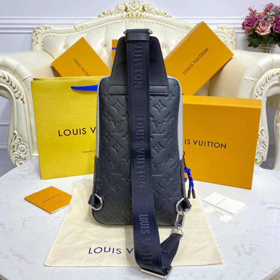 Louis Vuitton LV Men Monogram leather Avenue Shoulder Bag Handbag M59926 Black & Gray