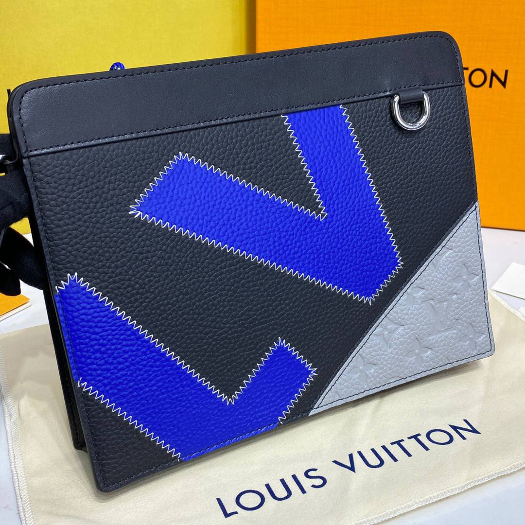 Louis Vuitton LV Men Standing Pouch Clutch Bag with Monogram Taurillon Leather M81310