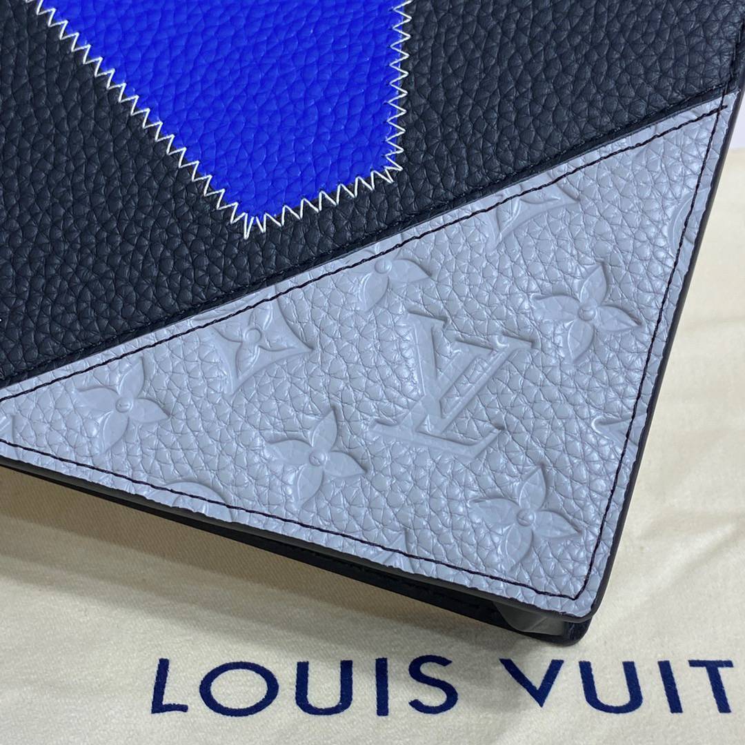 Louis Vuitton LV Men Standing Pouch Clutch Bag with Monogram Taurillon Leather M81310