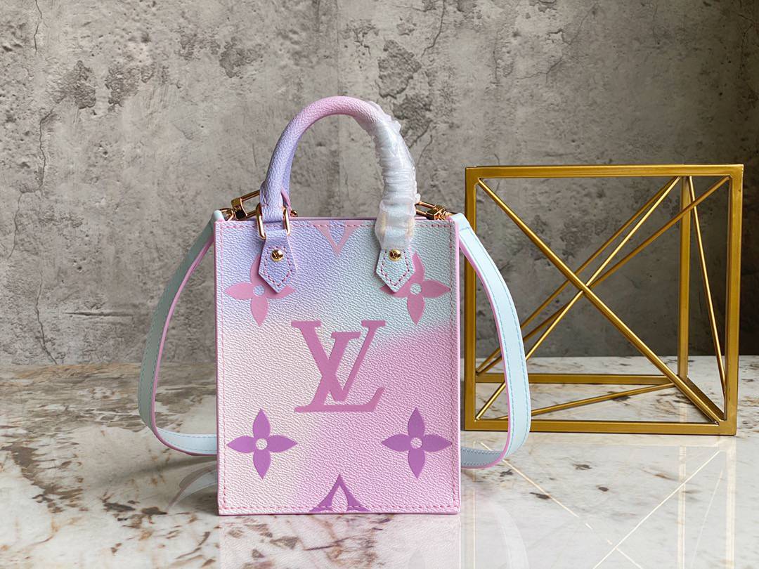 Louis Vuitton LV Monogram Petit Sac Plat Shoulder Bag Handbag M81341 Gradient Pink