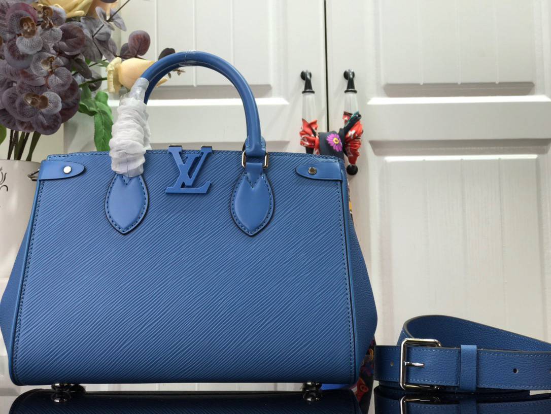 Louis Vuitton LV Epi Leather Grenelle Tote Small Bag Handbag M57680 Blue