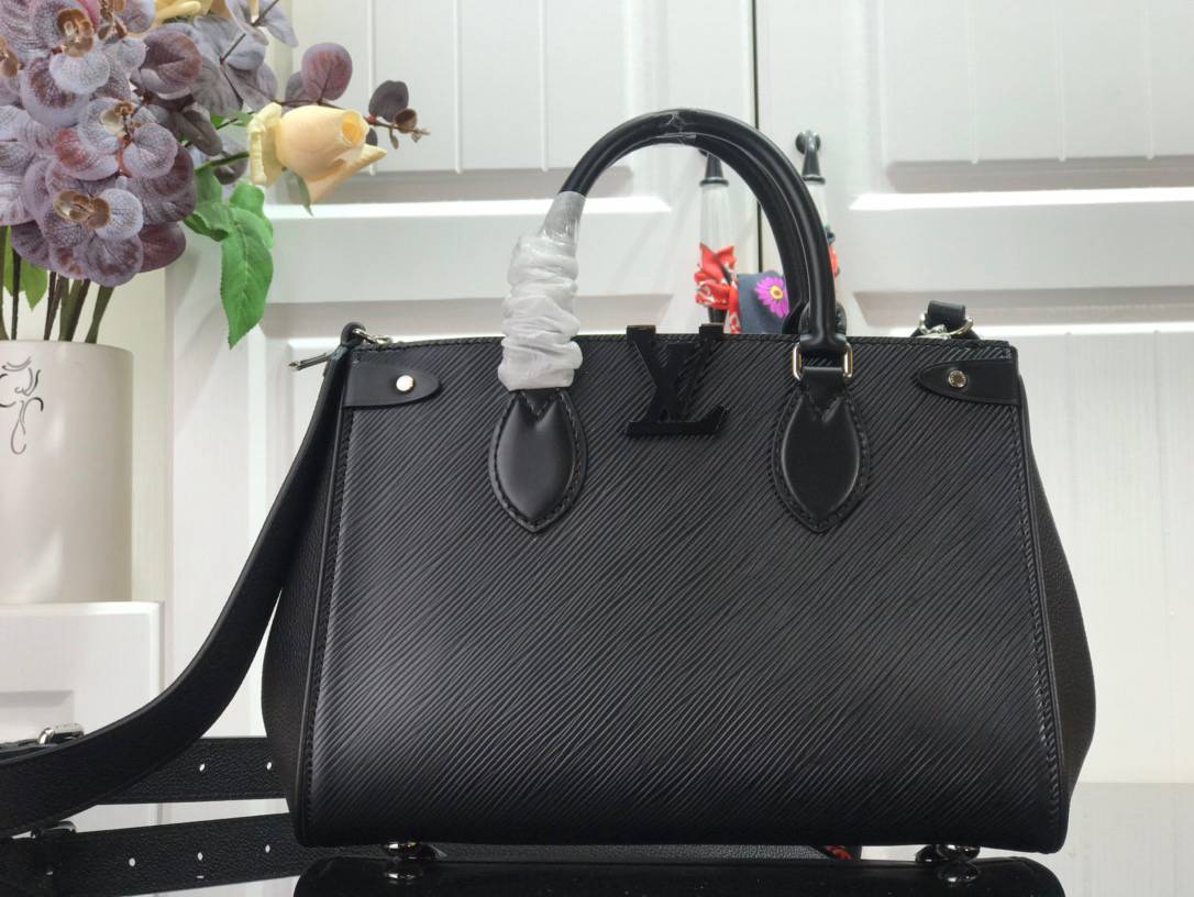 Louis Vuitton LV Epi Leather Grenelle Tote Small Bag Handbag M57680 Black