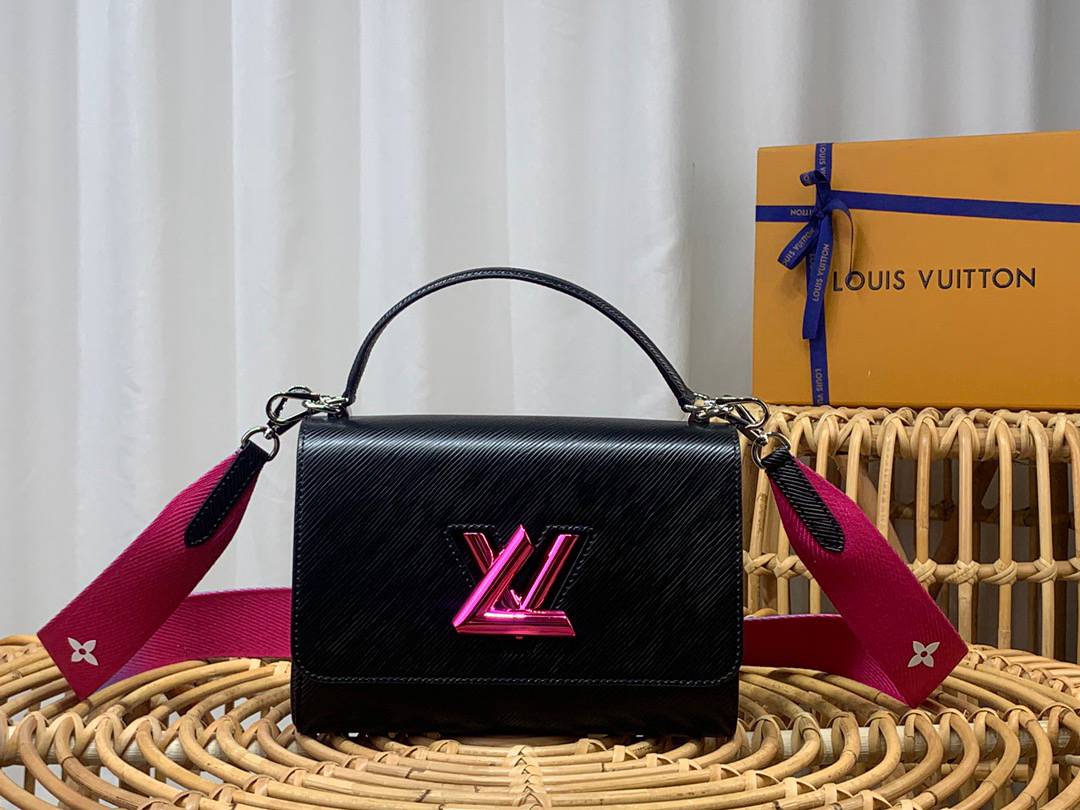Louis Vuitton LV Epi Leather Twist Medium Shoulder Bag Handbag M59416 Black