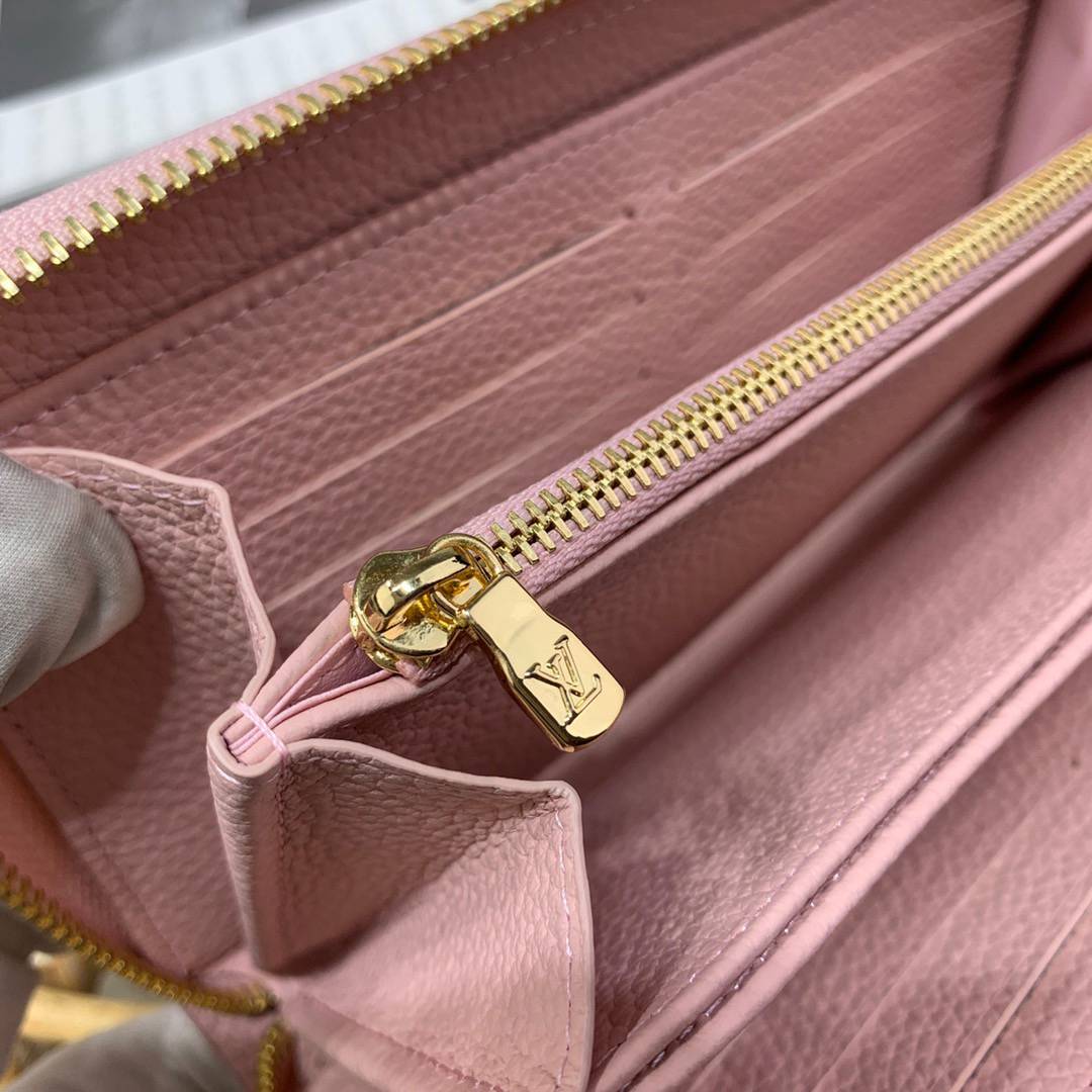 Louis Vuitton LV Monogram Vernis Leather Broderie Zippy Wallet Purse M81141 Pink