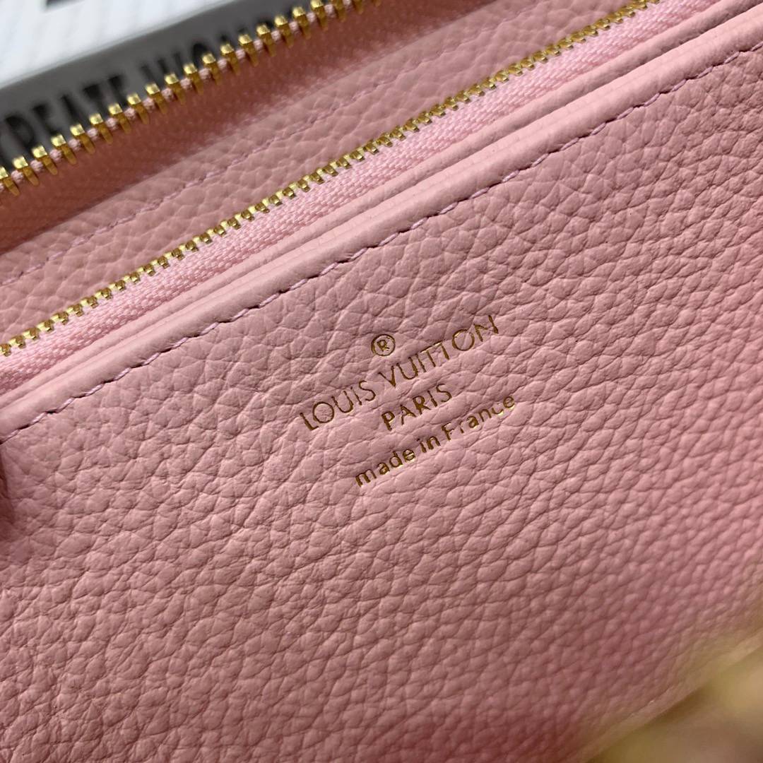 Louis Vuitton LV Monogram Vernis Leather Broderie Zippy Wallet Purse M81141 Pink