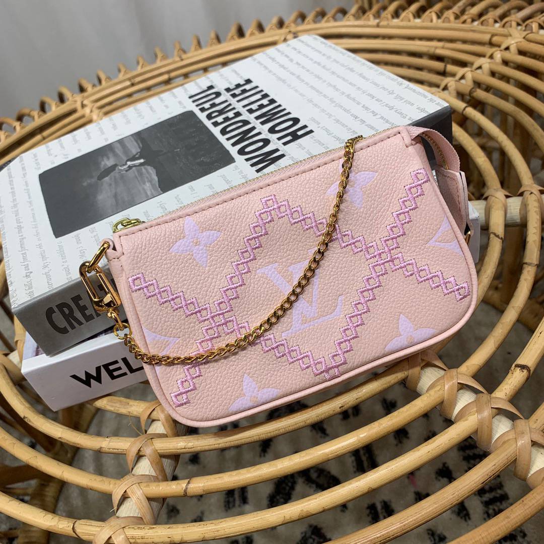 Louis Vuitton LV Mini Pochette Accessoires Clutch Purse Pouch Bag M81140 Pink