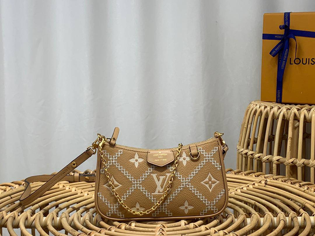 Louis Vuitton LV Easy Pouch On Strap Bag in Monogram Empreinte Broderies M81137 Brown