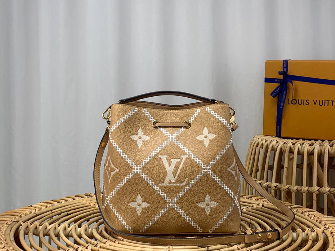 Louis Vuitton LV Neonoe Medium Bucket Bag Handbag in Monogram Empreinte Broderies M46029 Brown