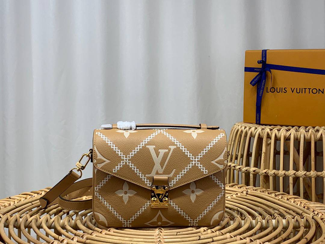Louis Vuitton LV Pochette Metis Bag Handbag in Monogram Empreinte Leather M46018 Brown