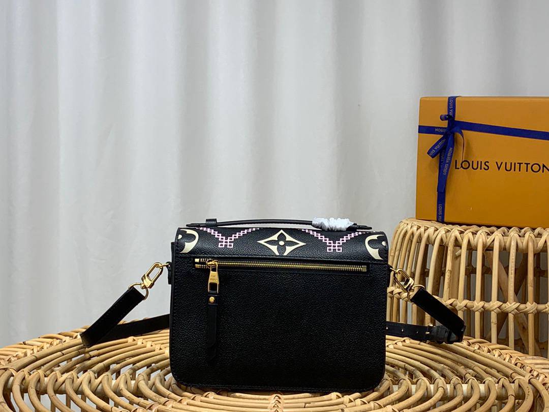 Louis Vuitton LV Pochette Metis Bag Handbag in Monogram Empreinte Leather M46028 Black