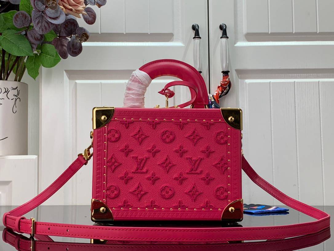 Louis Vuitton LV Monogram Valisette Tresor Box Bag Handbag M20468 Rose Red
