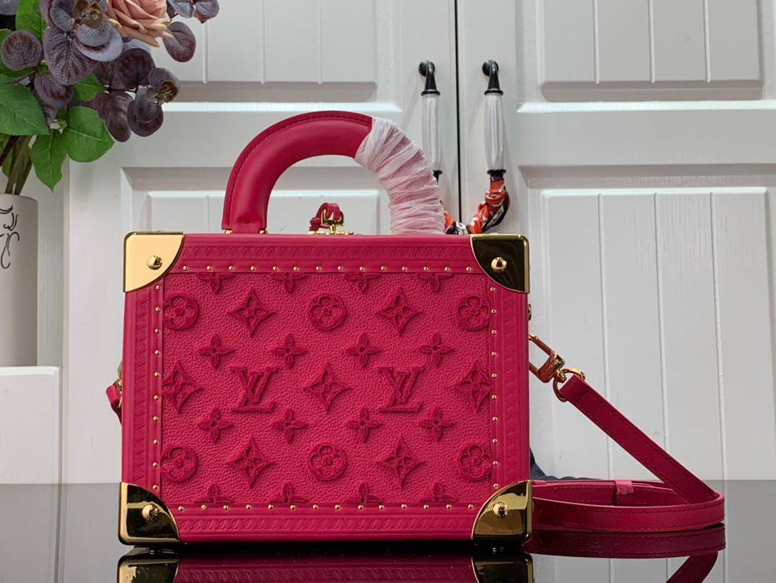 Louis Vuitton LV Monogram Valisette Tresor Box Bag Handbag M20468 Rose Red