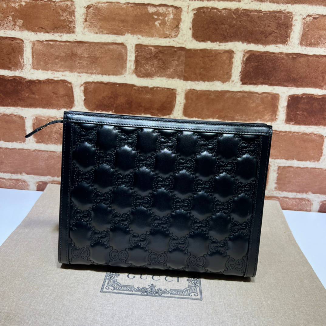 Gucci GG Matelasse Black Leather Clutch 723780 Bag