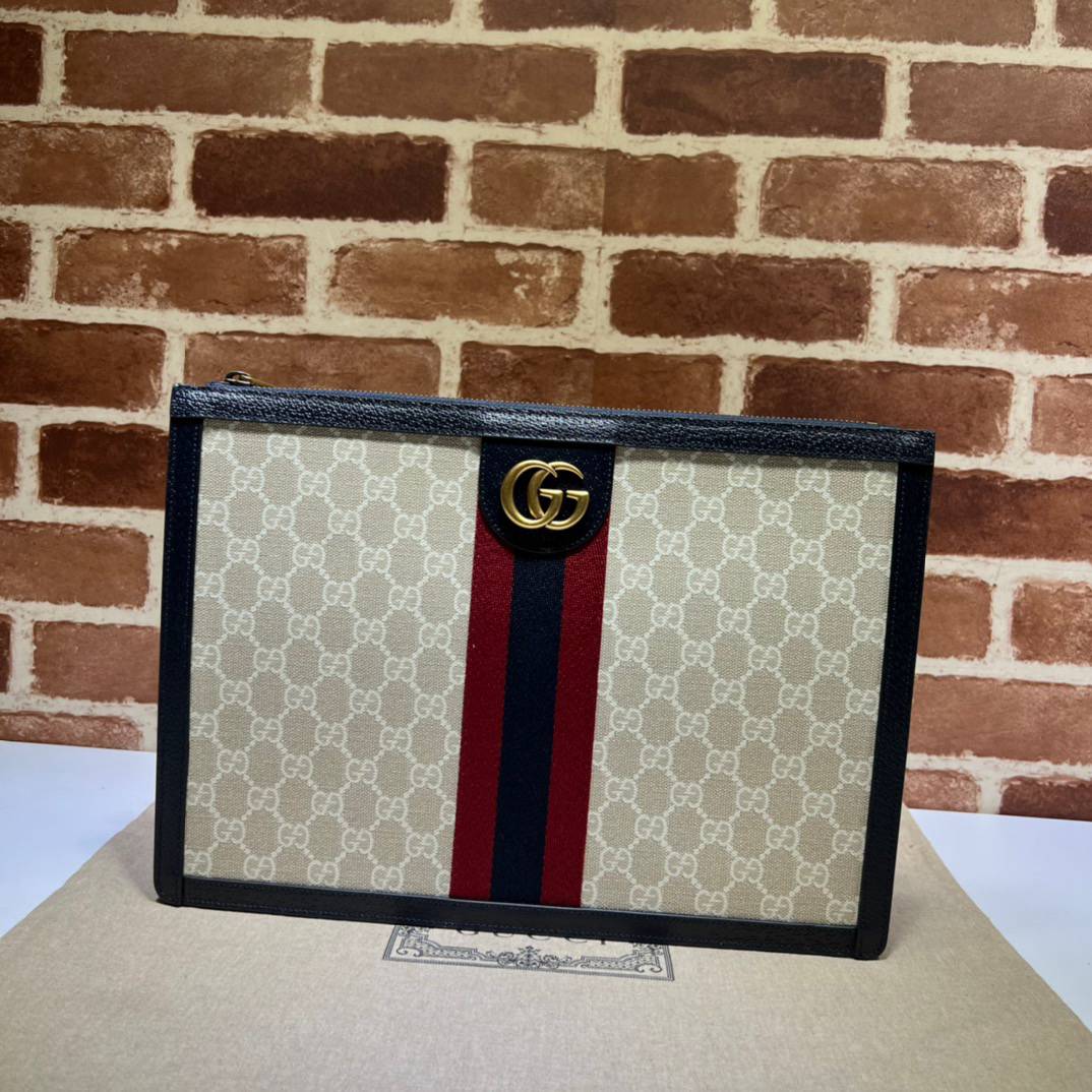 Gucci Ophidia White GG Supreme Canvas Clutch 674078 Bag