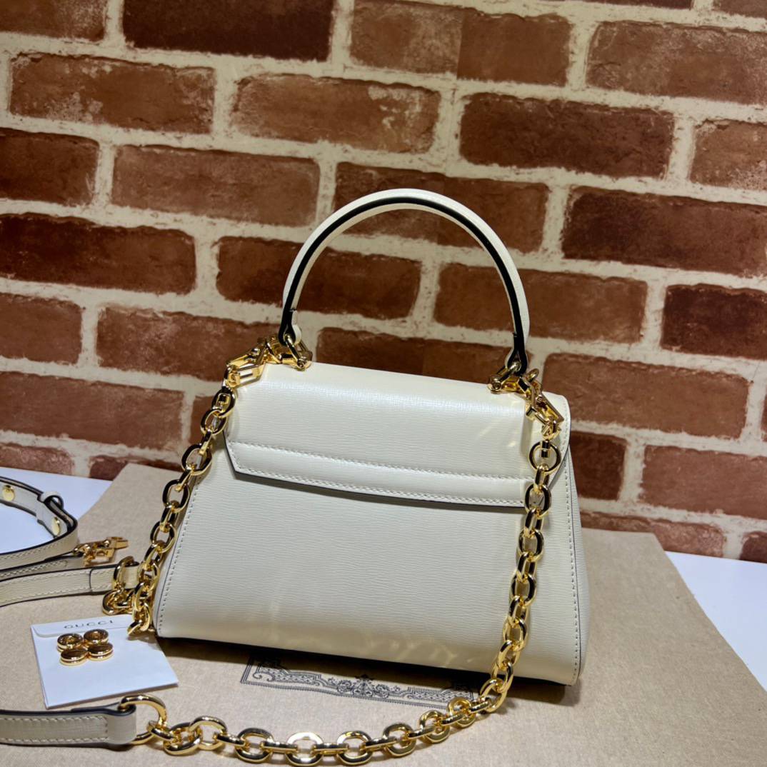 Gucci Horsebit 1955 White Leather Chain 703848 Bag