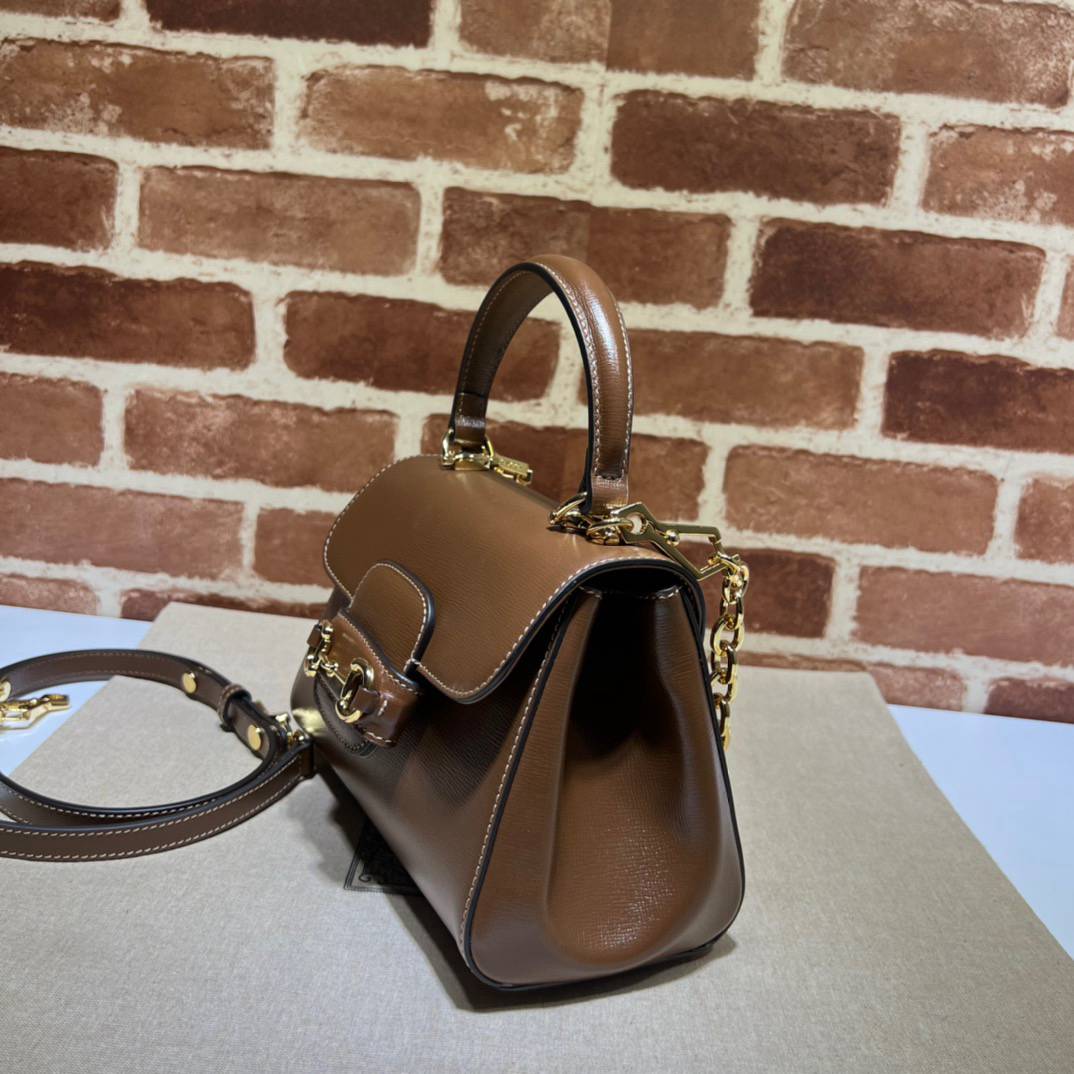 Gucci Horsebit 1955 Brown Leather Chain 703848 Bag