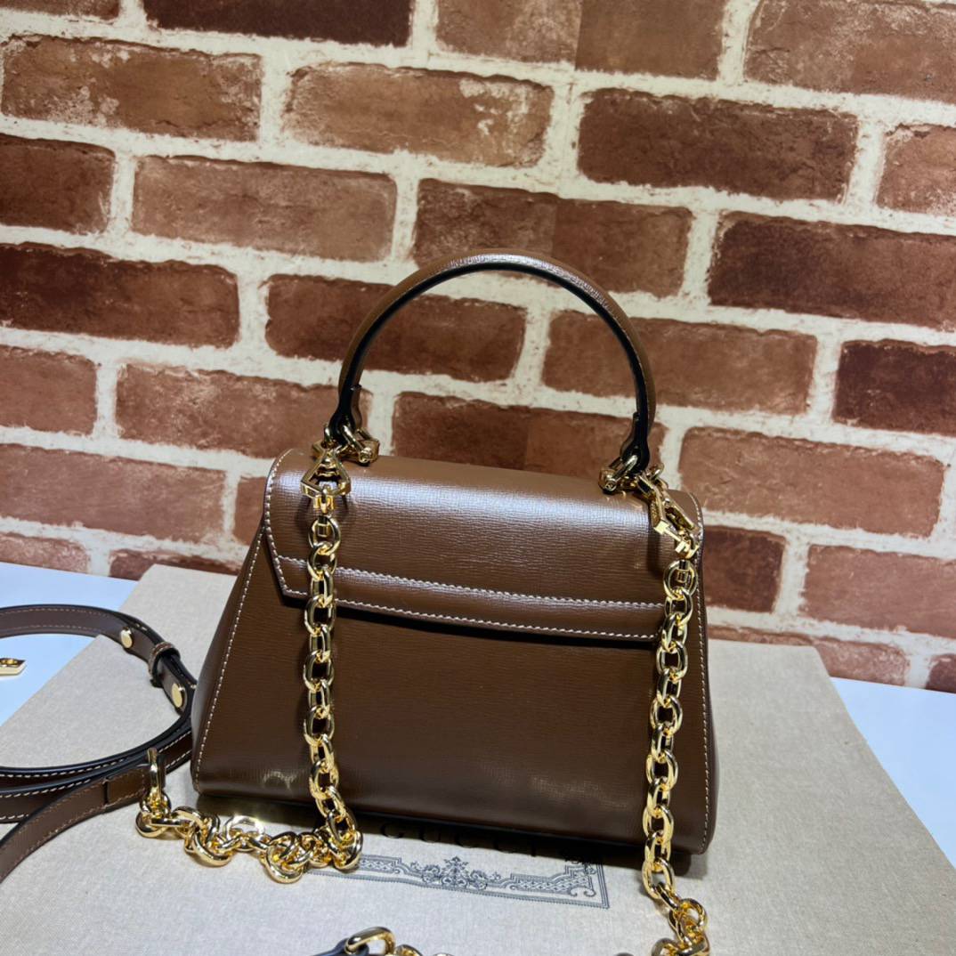 Gucci Horsebit 1955 Brown Leather Chain 703848 Bag